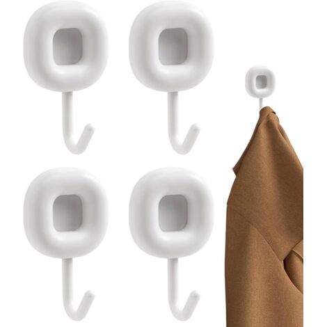 Sollbry Paquete de 4 ganchos adhesivos para pared de dormitorio, toalleros autoadhesivos, percheros resistentes, ganchos adhesivos para cocina y sala de estar.