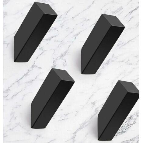 Sollbry Paquete de 4 ganchos de pared de acero inoxidable negro mate resistentes para baño, dormitorio, entrada, perchero, vestíbulo, garaje y montaje en pared.