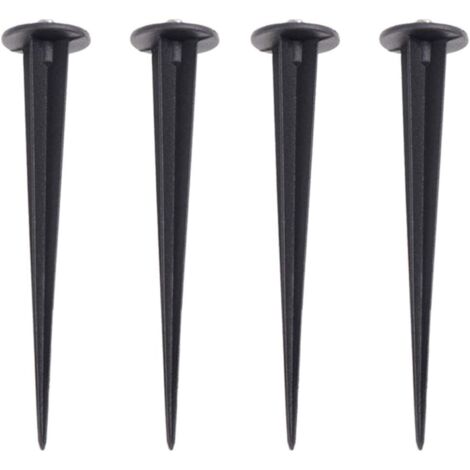 Sollbry Paquete de 4 luces solares para césped, iluminación de paisaje, estacas para jardín, clavos de repuesto para el suelo, luces navideñas (160 mm, negras)