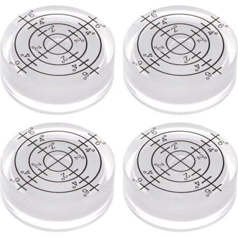 Sollbry Paquete de 4 niveles de burbuja redondos de 32 x 7 mm, mininiveles circulares, con marcado de grados para nivelar, trípodes de cámara, telescopios y mesas giratorias de taller, color blanco.
