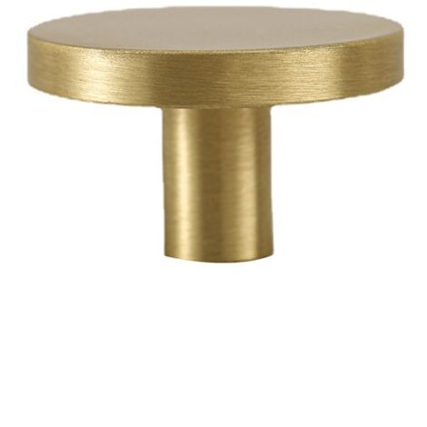 Sollbry Paquete de 4 pomos dorados para armario de cocina, tiradores de latón macizo para cajón de cómoda, tiradores redondos minimalistas para armario de baño, herrajes modernos para muebles (33 mm x