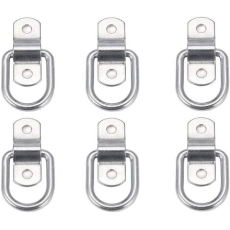 Sollbry Paquete de 6 anillos de amarre resistentes para montaje, fijación, correas, grapas, ganchos y anclajes de remolque. Anillo de amarre en D.