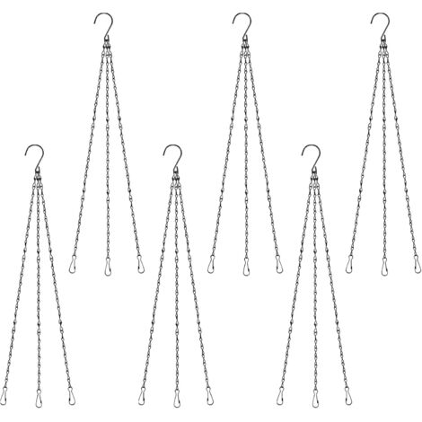 Sollbry Paquete de 6 cadenas colgantes negras con ganchos para cestas, cadenas para macetas, cadenas de 3 puntos, cadenas colgantes para jardineras, comederos para pájaros, faroles y adornos (tamaño: 