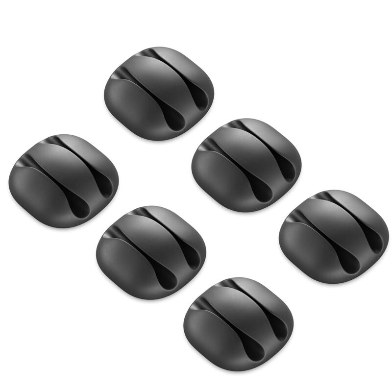 Sollbry - Paquete de 6 sujetacables autoadhesivos, guías para cables, clips de fijación y almacenamiento, clips para gestión de cables (para 2