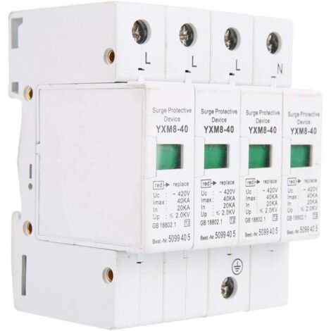 Sollbry Pararrayos de bajo voltaje 4P 40KA, protector contra sobretensiones doméstico para protección contra rayos.