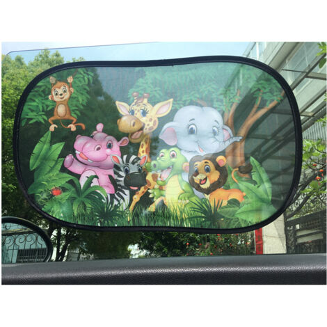 Sollbry Pare-soleil pour vitres de voiture, pare-soleil pour vitres de voiture pour enfants, pare-soleil pour vitres latérales, pare-soleil pour vitres arrière avec sac de rangement (animaux de la for