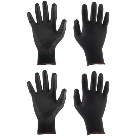 Sollbry pares de guantes de trabajo antideslizantes de nailon recubiertos de goma de 24 cm para instalación y reparación de dispositivos electrónicos (talla L), color negro y marrón