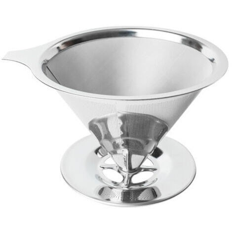 Sollbry Passoires à mailles fines réutilisables pour tasse à café, thé, support en maille pour goutte à goutte, en acier inoxydable, support de tasse goutte-à-goutte amovible et brosse pour café