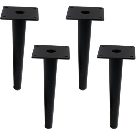 Sollbry Patas redondas y cónicas resistentes para muebles, armarios, sillas y mesas. Patas de metal con tornillos de montaje, altura 20 cm, color negro.