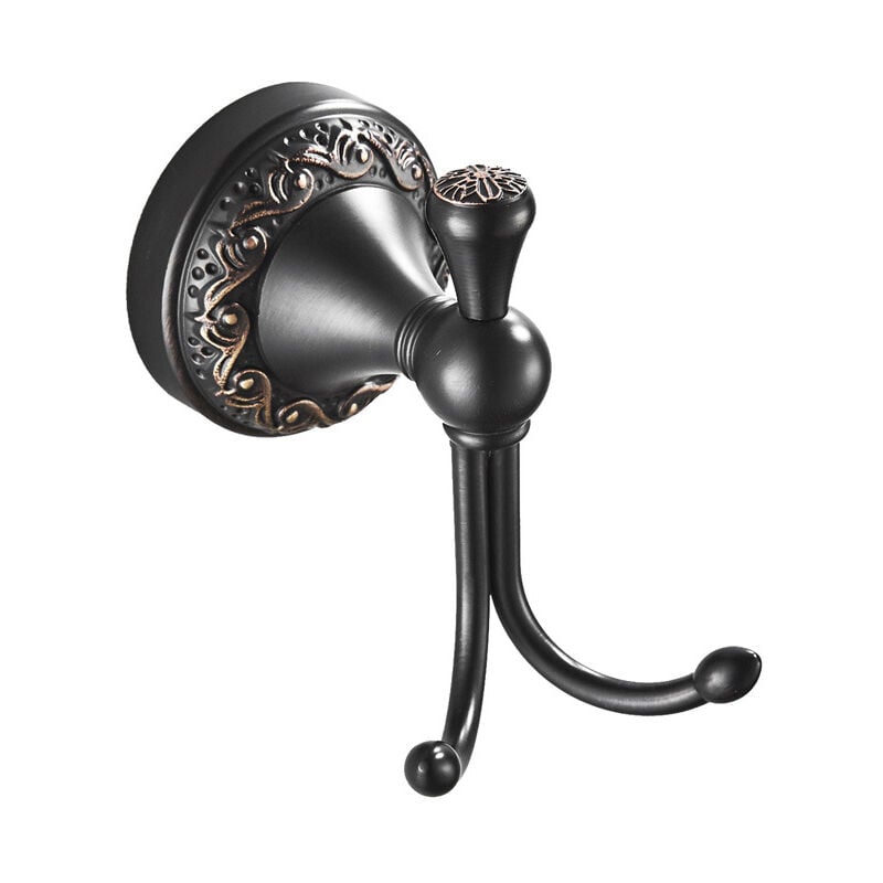 Sollbry - Patères doubles en bronze huilé, Crochet double pour manteau Antique noirs, porte-manteau en Retro Laiton , vintage accessoire de salle de