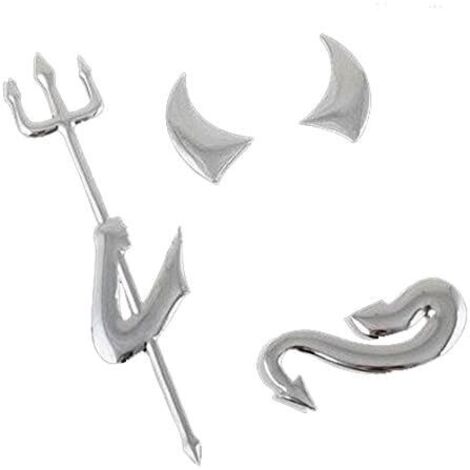 Sollbry Pegatina 3D cromada plateada para coche - Emblema del diablo - 2 juegos