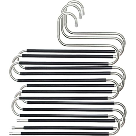 Sollbry Perchas para pantalones, 3 piezas de acero inoxidable, antideslizantes, ahorradoras de espacio, tipo S, para faldas, bufandas y toallas.