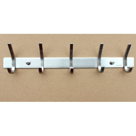 Sollbry Perchero de pared con 5 ganchos dobles para colgar, 38 cm, resistente, rústico, de acero inoxidable SUS304, para ropa, bolsos y toallas, 1 paquete