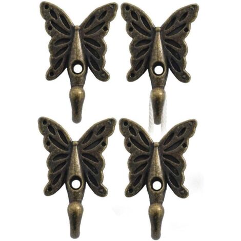 Sollbry Perchero de pared con diseño de mariposas, 4 piezas, toallero vintage, colgador de pared para cocina, baño y dormitorio