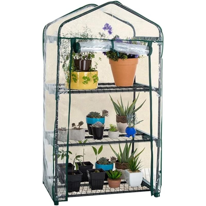 Sollbry - Petite serre de plain-pied avec couvercle en plastique pvc, serre portable à l'extérieur, utilisée pour la croissance des semis et des