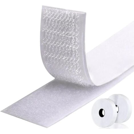 Sollbry pièces 3 cm x 4 m ruban auto-agrippant, bandes auto-agrippantes avec dos collant, bandes avec adhésif-blanc