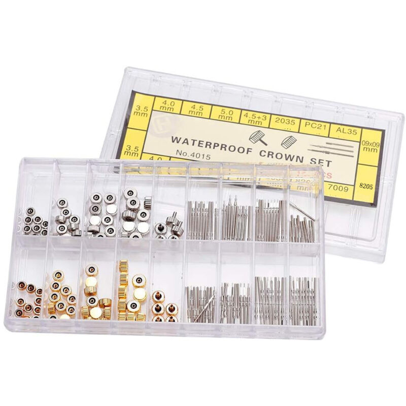 Pièces de Rechange de Couronne de Montre, Accessoires de Rechange de Pièces de Couronne de Montre Assorties en Acier Inoxydable Kit D'outils de