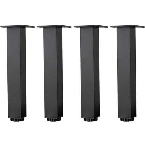 Sollbry Pieds de Meubles en Alliage D'aluminium Réglables en Hauteur,Pieds de Table Basse de Canapé,Pieds D'armoire de Salle de Bain de Lavabo,Noir Mat,4 Pièces (25cm/9.8in)