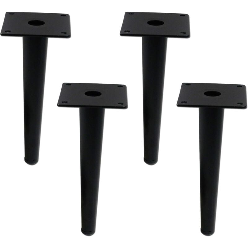 Sollbry - Pieds de meubles ronds coniques, robustes, pour armoire, armoire, chaise, Table, pieds en métal avec vis de montage, hauteur 20 cm, noir