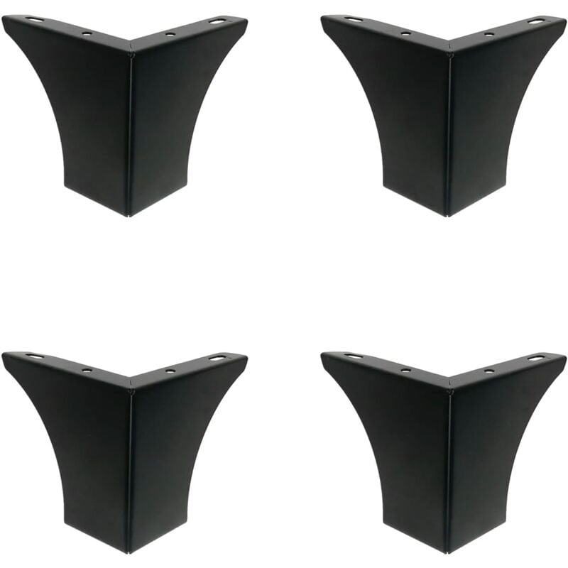 Sollbry - Pieds diy de Meubles de Cuisine 100mm Jambes pour Table Basse Armoires Lit Canapé Forte Pied de Chaise Bureau en Métal Noir Silencieuse