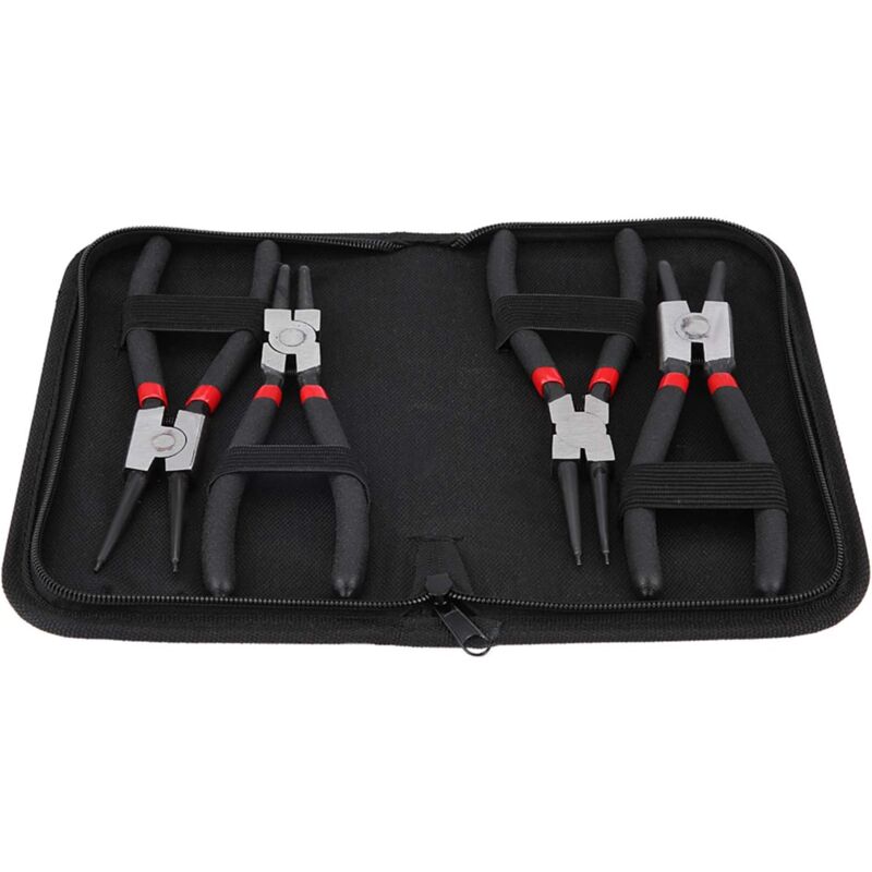 Sollbry - Pince Circlips,Lot de 4 Pinces à Circlips 7 Pouce/175mm Droite Courbe Interieur Extérieure Ensembles de Pinces avec Housse de Conservation