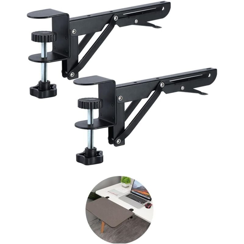 Sollbry - Pince D'extension de Bureau (Planche Non Incluse) pour Plateau Pliable pour Tiroir de Clavier, Repose-Poignet, Support pour Ordinateur, Noir