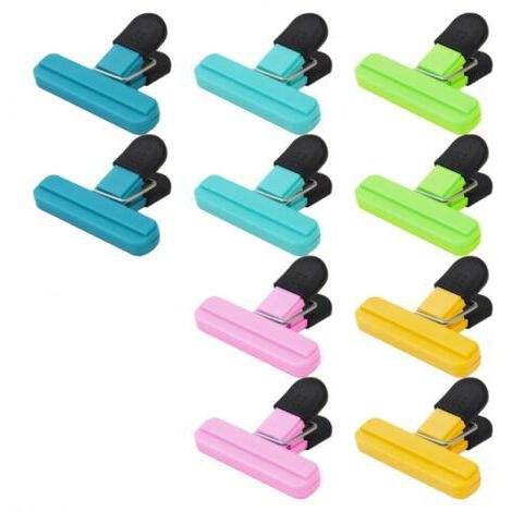 Sollbry Pince Sachet Alimentaire, 10 Pcs Alimentaire D'étanchéité Clips Plastique Clip Fermeture Sachet Pinces Réutilisable Multicolore Clip D'étanchéité Cuisine pour Emballage Bonbons Snack