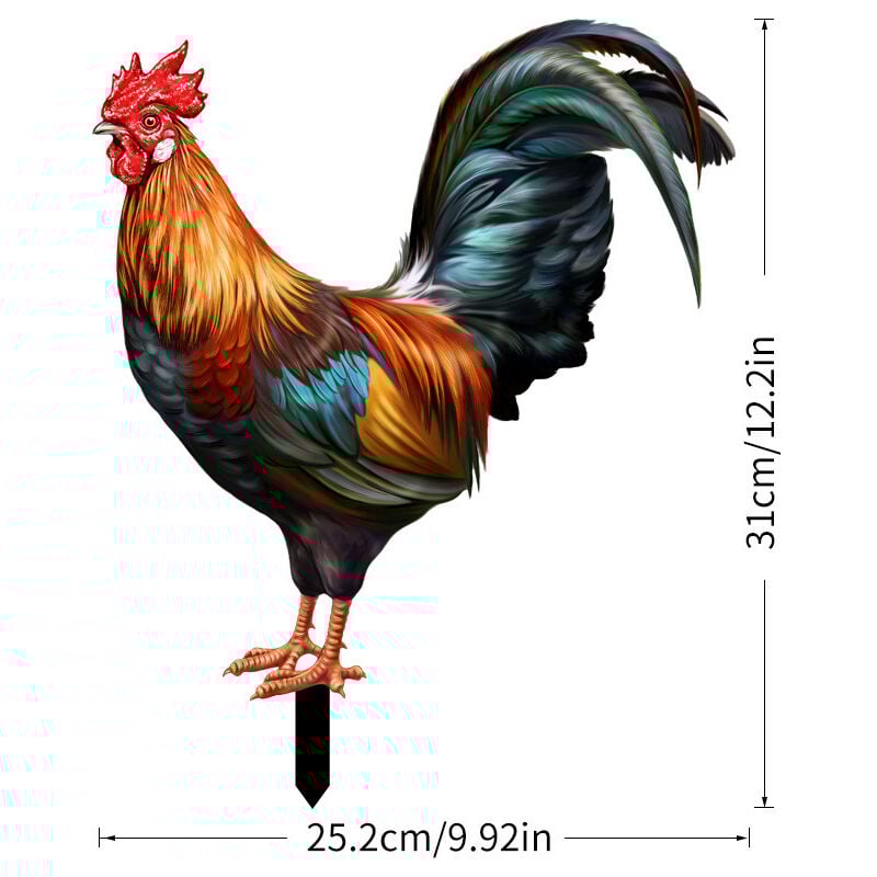 Sollbry Piquet de jardin en forme de coq, 1 pièce, décoration acrylique, pour jardin, pelouse