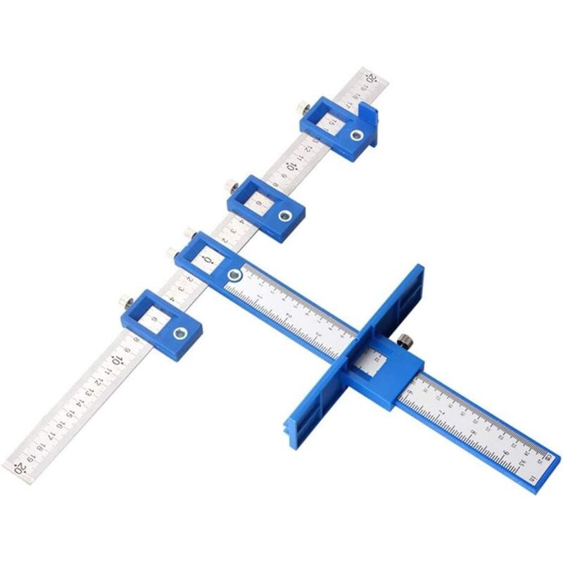 Sollbry Plantilla para perforar madera, plantilla ajustable para gabinetes, guía de perforación para instalar manijas y perillas en puertas y cajones.