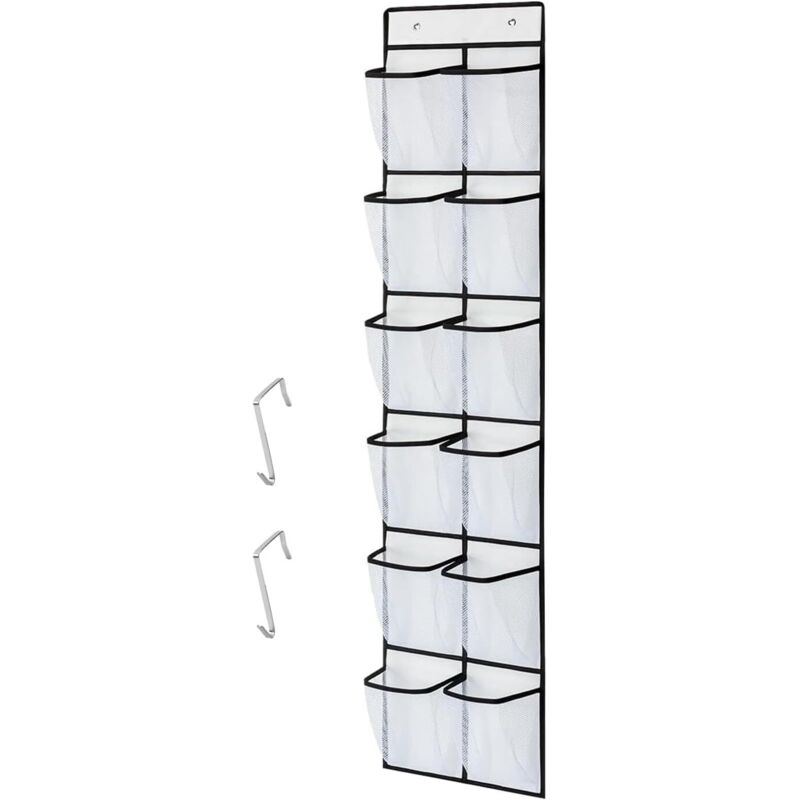 Poche de Rangement Suspendue, 12 Poches Range Chaussures à Suspendre sur la Porte, étagère de Organisateur Mural de Stockage Murale avec Crochets