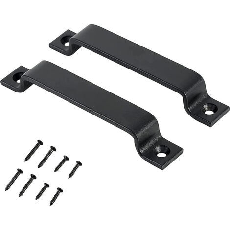 Sollbry Poignée de porte Grange  solide noir poignée de porte en acier  tirer la porte coulissante en noir ou en acier inoxydable  y compris les vis