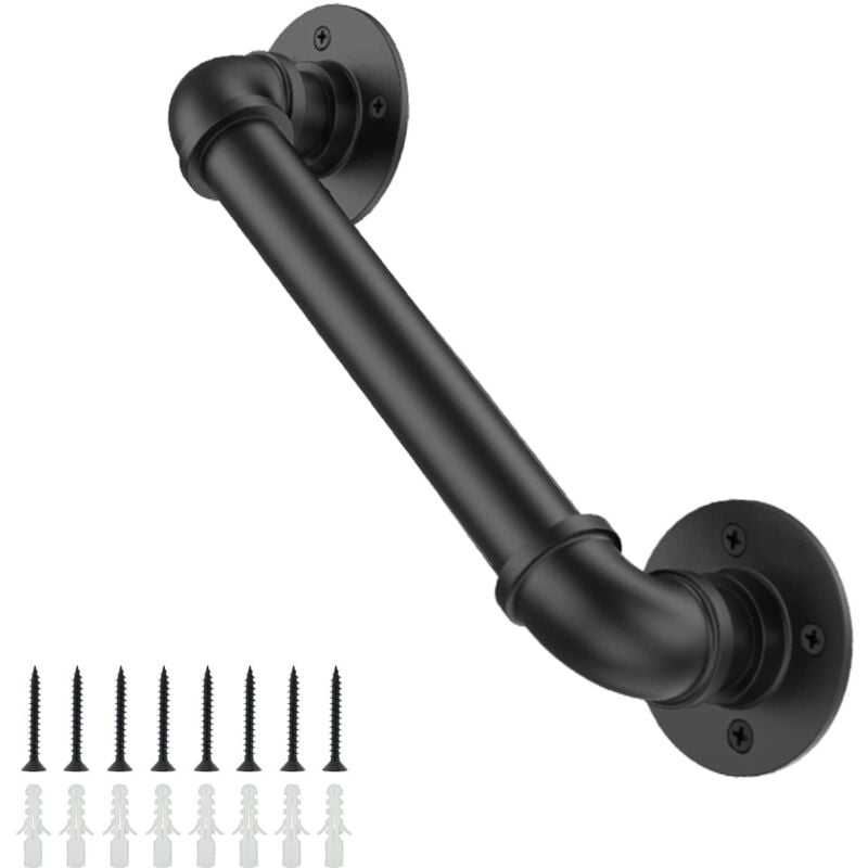 Poignée de porte rétro 1PC pour quincaillerie de meubles de porte de grange coulissante, poignée de porte noire 30CM - Sollbry