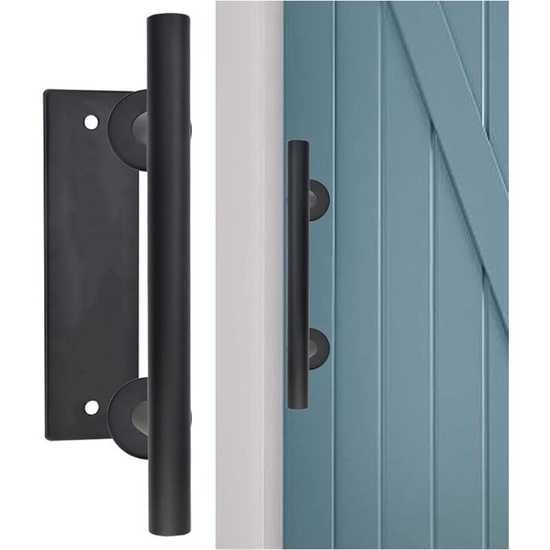 Sollbry - Poignee Porte en Acier Carbone 30cm Tube Rond Poignée de Porte Coulissante Antirouille Poignées de Porte de Grange Vintage Anti-corrosion
