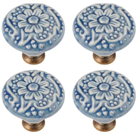 Sollbry pomos de cerámica para puerta, tirador vintage de cerámica para cajón, pomo vintage para muebles de 35 mm con tornillos, pomos de cerámica para cajones, aparadores, armarios y cocinas.