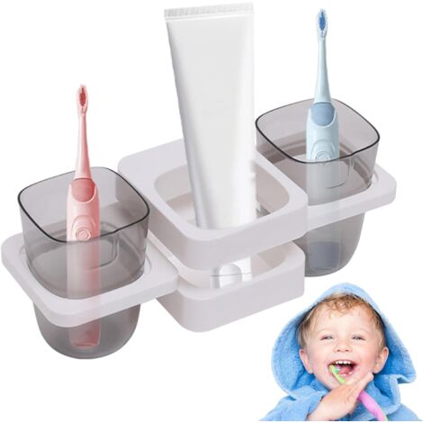 Sollbry Portacepillos de dientes para baño  Portacepillos de pared con dos dientes para baño, hogar, dormitorio y hotel