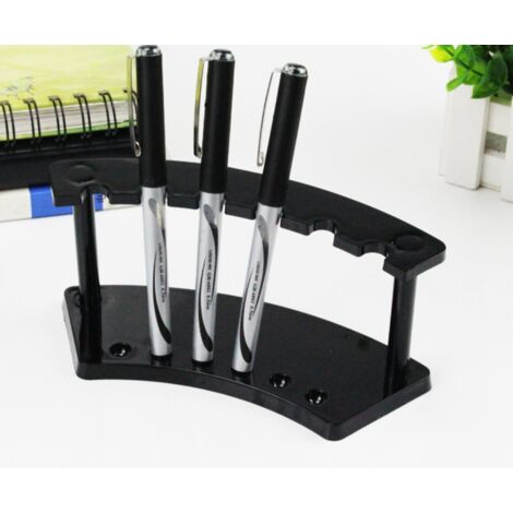 Sollbry Portalápices de 6 ranuras, soporte de escritorio, expositor de joyas, porta bolígrafos de plástico negro, portalápices de escritorio, portalápices, portalápices, soporte para bolígrafos