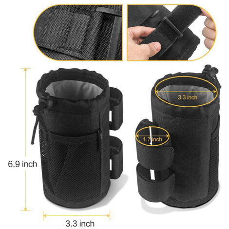 Sollbry Portavasos para bicicleta, portabotellas Oxford con bolsillo de malla y cierre de cordón, organizador de botellas de agua para bicicleta, accesorio universal para manillar de barco, scooter y 