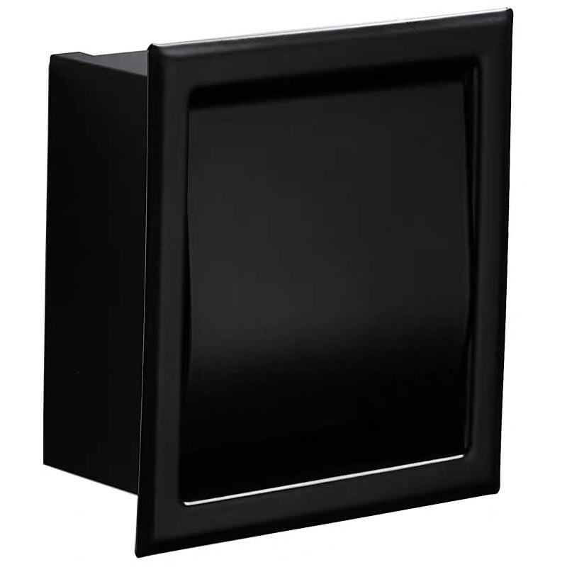 Porte-papier toilette encastré noir mat, support mural en acier inoxydable pour salle de bain - Sollbry