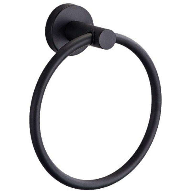 Sollbry - Porte-Serviettes, Anneau Porte Serviettes Mural Givré Noir en Acier Inoxydable 304, Porte Serviette Rond pour Salle de Bain, Cuisine (Noir