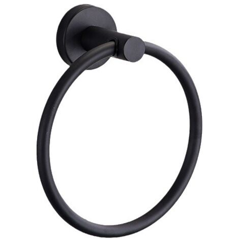 Sollbry Porte-Serviettes, Anneau Porte Serviettes Mural Givré Noir en Acier Inoxydable 304, Porte Serviette Rond pour Salle de Bain, Cuisine (Noir 16.55.55.5)
