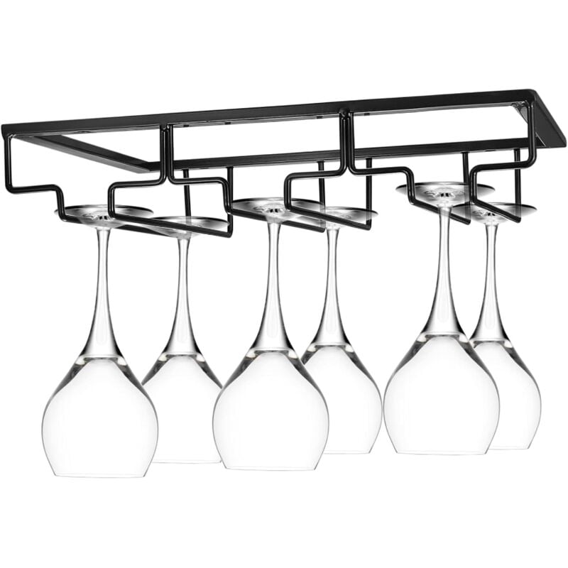 Sollbry - Porte-Verres à vin en métal, Support de Rangement pour Verres à vin à 3 rangées, Étagère à vin Suspendue pour la Maison, la Cuisine, Le