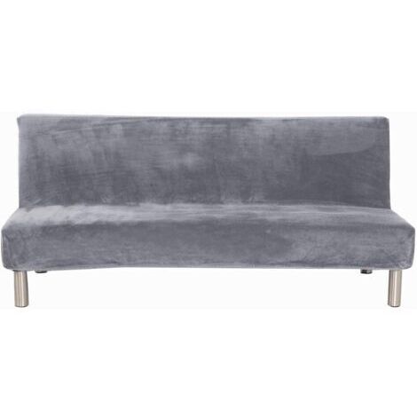 Sollbry Pour l'hiver - Housse de canapé et de lit - Couleur unie - Antidérapante - Extensible - Convient pour canapé-lit pliant, sans accoudoirs(gris)