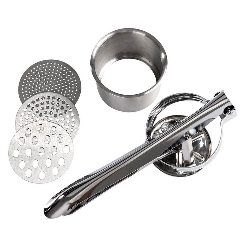 Presse-Purée à Pommes de Terre Professionnel 3 en 1 en Acier Inoxydable Presse-purée de Pommes Pomme de Terre Masher Presse à la Main Idéal pour