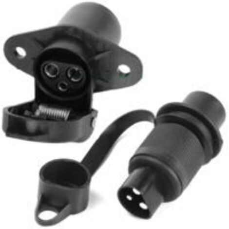 Sollbry – Prise 3 broches agricole mâle et femelle 12V – Étanche avec capuchon – Connexion rapide et stable – Pour remorques et véhicules agricoles