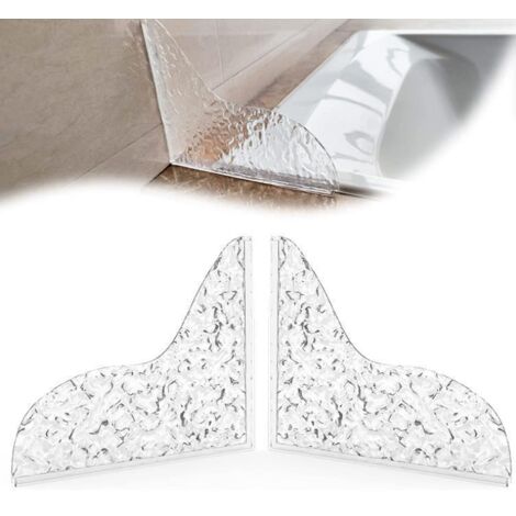 Sollbry protectores contra salpicaduras de ducha y bañera, de acrílico, autoadhesivos, para cocina y baño (transparentes, con ondas de agua)