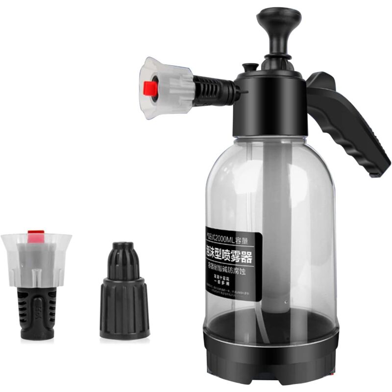 Sollbry Pulverisateur Mousse Voiture, 2L Pulvérisateur à Pression a Main, Canon avec buse coudable à 60°, Pistolet à Mousse de Nettoyage de Voiture à