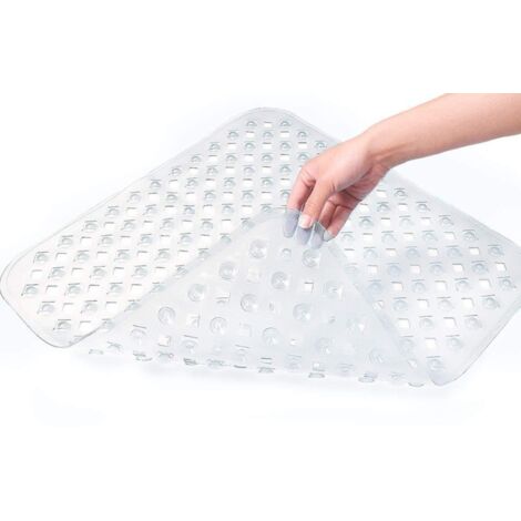 Sollbry Quadratische Duschmatte Weiß Transparent 53 x 53 cm  Rutschfeste, maschinenwaschbare Badematte für Duschwanne  Rutschfeste Duschmatte mit Saugnäpfen, ideal für