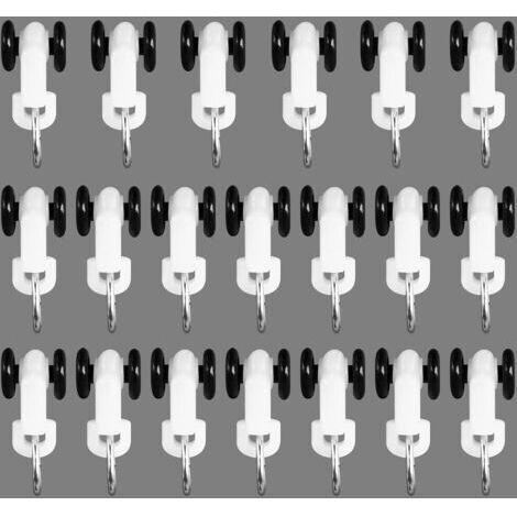 Sollbry Rails de guidage pour rideaux, roulettes silencieuses pour rideaux, poulies robustes, 40 pièces (blanc, noir)