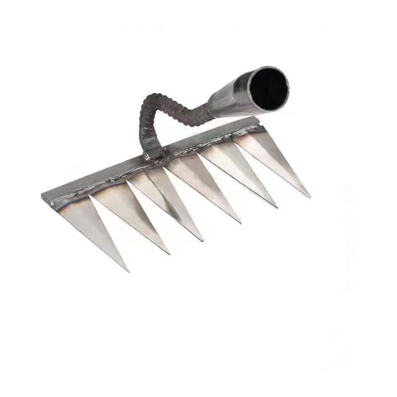 Sollbry - Râteau à chaume en métal pour le jardinage et le désherbage – Râteau à dents en métal robuste, argent, 23 x 13 cm