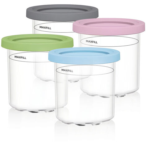 Sollbry Recipientes para helado para máquina Ninja Creami serie NC300EU, NC300, NC301 y NC299AMZ. Paquete de 4 recipientes con tapa para Ninja Creami. Sin BPA y aptos para lavavajillas.